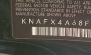 VIN prefix KNAFX4A68F53