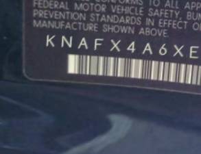 VIN prefix KNAFX4A6XE52
