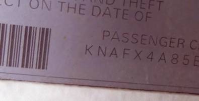 VIN prefix KNAFX4A85E50