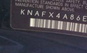 VIN prefix KNAFX4A86E50