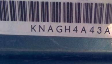 VIN prefix KNAGH4A43A54