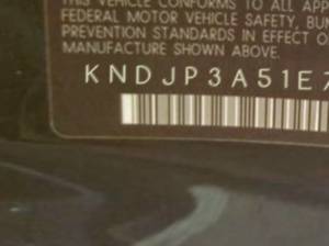 VIN prefix KNDJP3A51E70