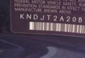 VIN prefix KNDJT2A20B77
