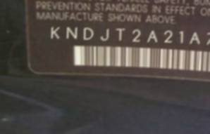 VIN prefix KNDJT2A21A70