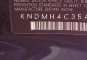 VIN prefix KNDMH4C35A63