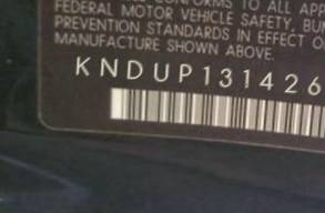 VIN prefix KNDUP1314261