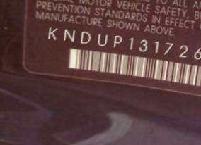 VIN prefix KNDUP1317263