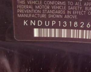 VIN prefix KNDUP1318262