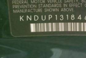 VIN prefix KNDUP1318465