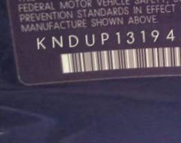 VIN prefix KNDUP1319466