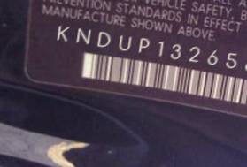 VIN prefix KNDUP1326566