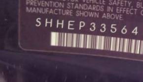 VIN prefix SHHEP33564U5