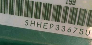 VIN prefix SHHEP33675U5