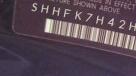 VIN prefix SHHFK7H42HU4