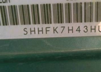 VIN prefix SHHFK7H43HU2