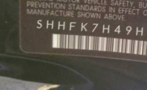 VIN prefix SHHFK7H49HU4