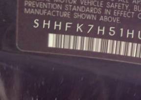 VIN prefix SHHFK7H51HU4