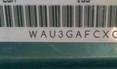 VIN prefix WAU3GAFCXCN0