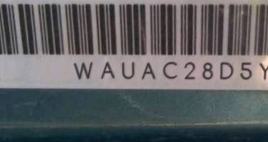 VIN prefix WAUAC28D5YA1