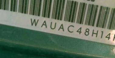 VIN prefix WAUAC48H14K0
