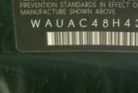 VIN prefix WAUAC48H43K0
