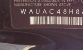 VIN prefix WAUAC48H86K0