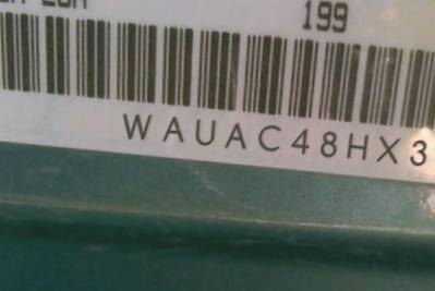 VIN prefix WAUAC48HX3K0