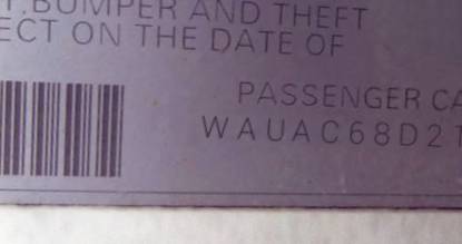 VIN prefix WAUAC68D21A0