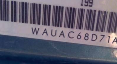 VIN prefix WAUAC68D71A0