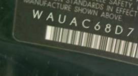 VIN prefix WAUAC68D71A1