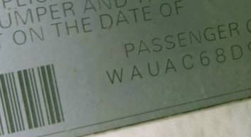 VIN prefix WAUAC68D91A0