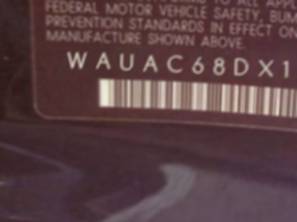 VIN prefix WAUAC68DX1A1