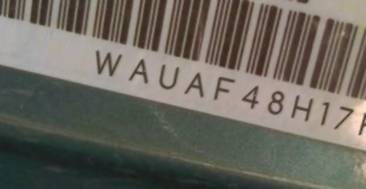 VIN prefix WAUAF48H17K0