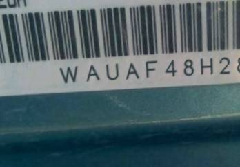 VIN prefix WAUAF48H28K0