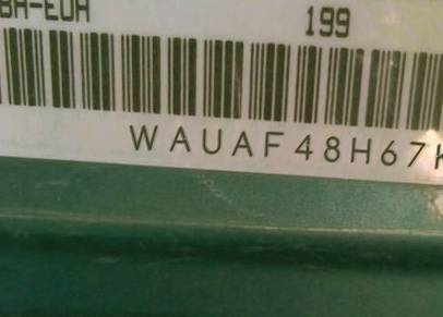 VIN prefix WAUAF48H67K0