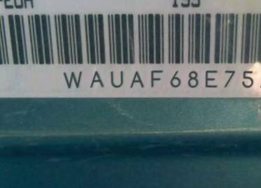 VIN prefix WAUAF68E75A5