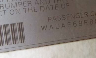 VIN prefix WAUAF68E88A1