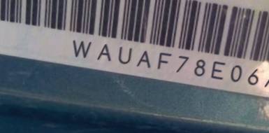 VIN prefix WAUAF78E06A1