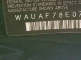 VIN prefix WAUAF78E07A1