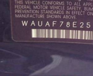 VIN prefix WAUAF78E25A5