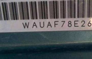 VIN prefix WAUAF78E26A1