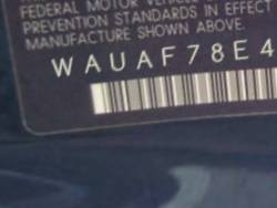 VIN prefix WAUAF78E47A2