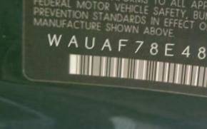 VIN prefix WAUAF78E48A1