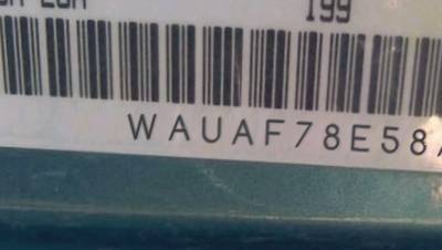 VIN prefix WAUAF78E58A1
