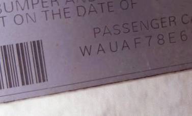 VIN prefix WAUAF78E68A1