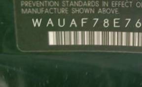 VIN prefix WAUAF78E76A1
