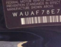 VIN prefix WAUAF78E76A2