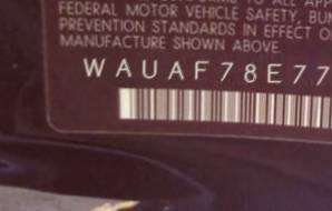 VIN prefix WAUAF78E77A7
