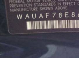 VIN prefix WAUAF78E86A0
