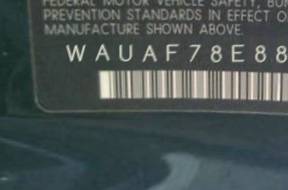 VIN prefix WAUAF78E88A0